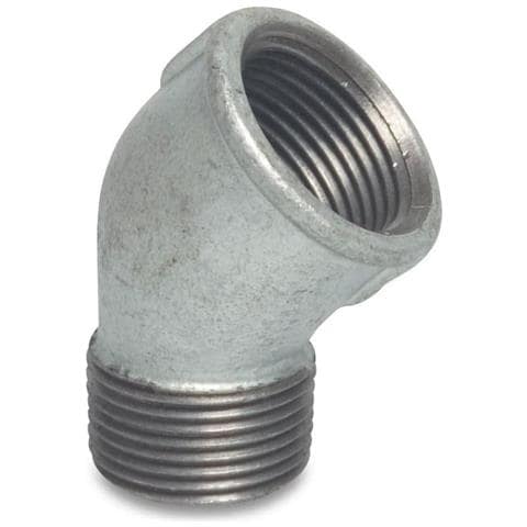 Raccordo Filettato Ghisa Malleabile  Curva 45° 1/2 Pollice - Foto 1
