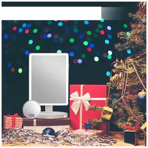 Specchio Per Trucco Led Con Luci Su Quattro Lati - Doppia Alimentazione A Batteria E Usb White - Foto 2