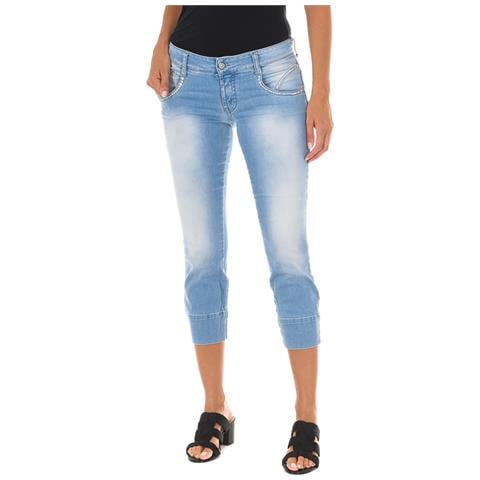 Pantaloni Da Donna Pirata Effetto Consumato Realizzati In Tessuto Elastico 10db50294 - Foto 1