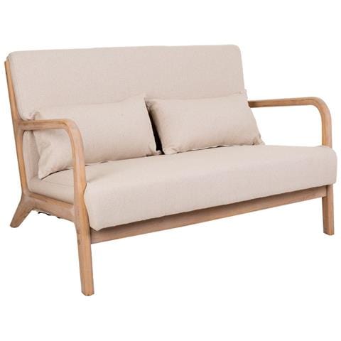 Divano In Legno Imbottito Color Panna 122x85x74h - Foto 1