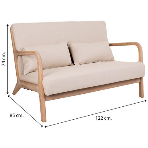 Divano In Legno Imbottito Color Panna 122x85x74h - Foto 8