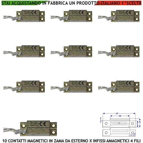 Sensori Magnetici Da Esterno In Zama Con Alette Forate Di Fissaggio 10 Pezzi Contatto Reed Nc Sottovuoto Sensibilità M - Foto 1