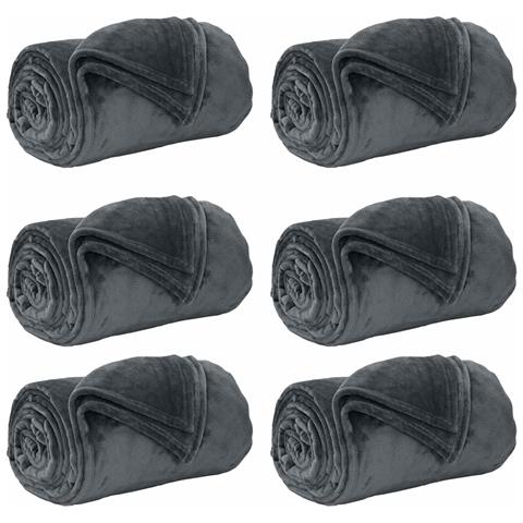 Coperte da Pile 6 pcs Grigio scuro 240 x 270 cm Panno - Foto 1
