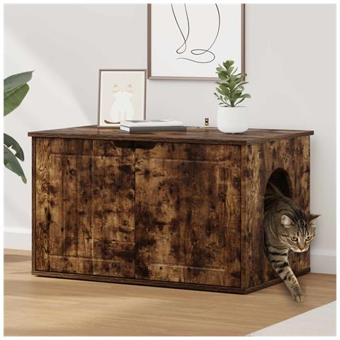 Casa per Gatti Rovere fumé 85 x 55 x 50,5 cm Legno multistrato - Foto 2