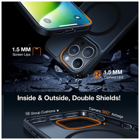 Cover per iPhone 15 Pro Max - TPU+PC, Nero, MagSafe - Foto 4