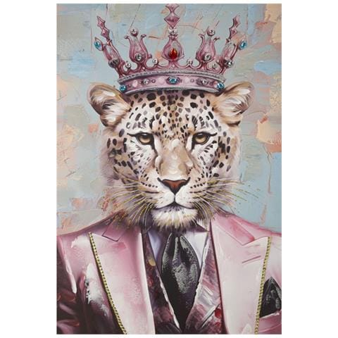 Dipinto Su Tela King B Leopardo Gentleman Con Cornice, 82x122 Cm - Foto 2