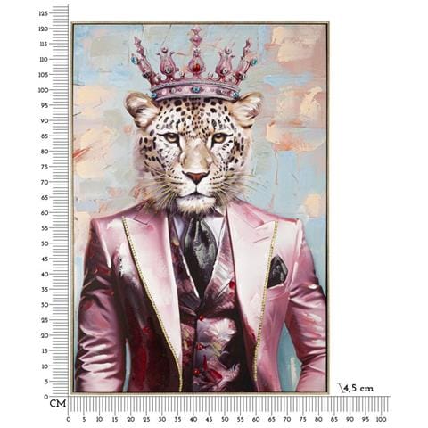 Dipinto Su Tela King B Leopardo Gentleman Con Cornice, 82x122 Cm - Foto 7