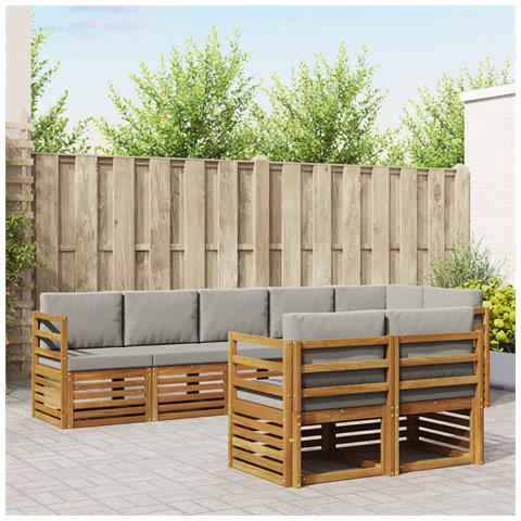 Set divani con cuscino 8 pcs Grigio Naturale e Chiaro - Foto 2
