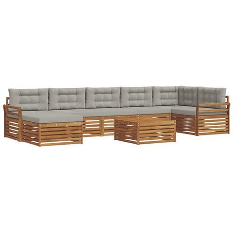 Set divani con cuscino 8 pcs Grigio Naturale e Chiaro - Foto 1