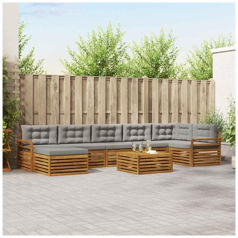 Set divani con cuscino 8 pcs Grigio Naturale e Chiaro - Foto 2