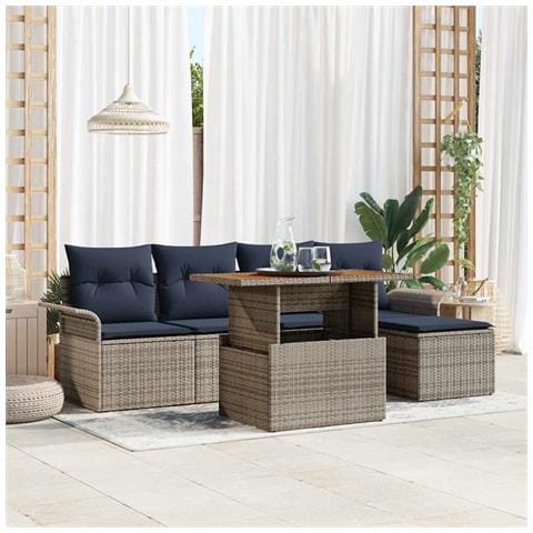 Set Divano da Giardino 6 pcs Grigio Poly Rattan - Foto 2