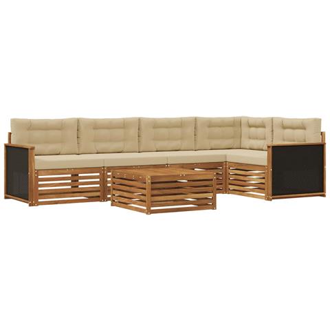 Set di divani da esterno 6 pcs Naturale e Beige 79 x 79 x 37 cm - Foto 1