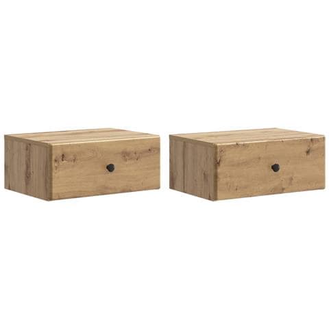 Mobiletto da notte a muro con cassetto 2 pcs Rovere Artigianale - Foto 1