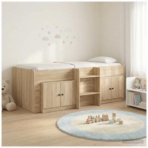 Struttura Letto Loft con Mobile con porta 3 pz Rovere Sonoma - Foto 2