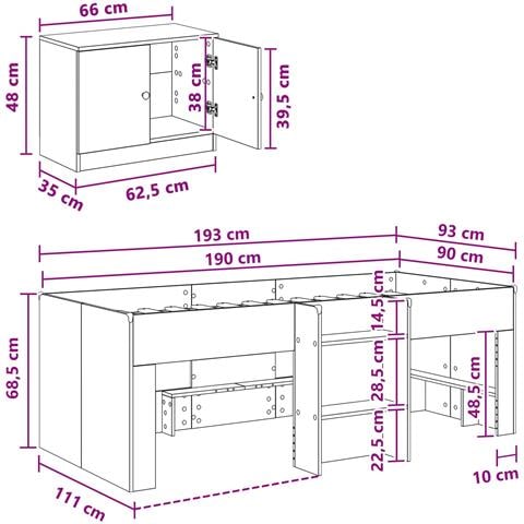 Struttura Letto Loft con Mobile con porta 3 pz Rovere Sonoma - Foto 7