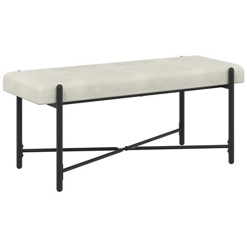 Panchina con bottoni e cuscini Crema 110 x 40 x 46 cm Velluto - Foto 2