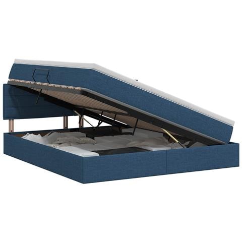 Letto con contenitore e materasso Blu 180 x 200 cm Velluto - Foto 1