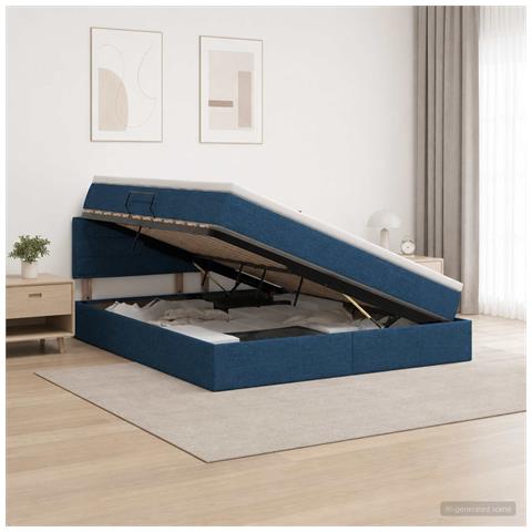 Letto con contenitore e materasso Blu 180 x 200 cm Velluto - Foto 2