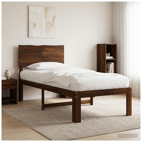 Letto Singolo con Testiera ROSTOCK Marrone Scuro 75 x 190 cm - Foto 2