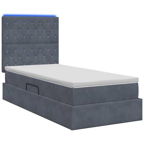 Letto con contenitore LED e materasso Grigio Scuro 90 x 190 cm - Foto 9