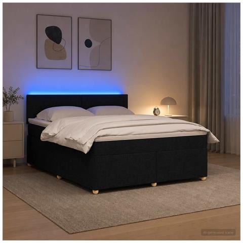 Letto box spring con materasso Nero 140 x 190 cm Tessuto - Foto 2