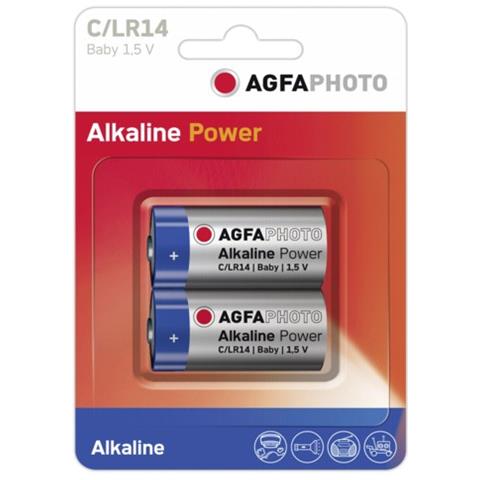 AgfaPhoto 12 Batterie Alcaline C LR14 1,5V Agfa Foto Platino 6 x 2 Batteria Lunga Durata 