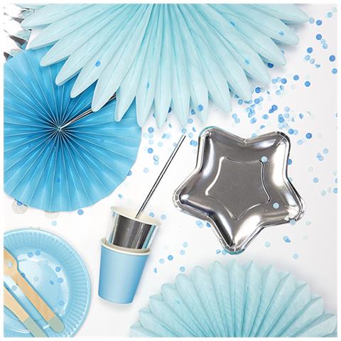 Partydeco - 6 Piattini In Cartone Stella Argento Metallizzato 18 Cm - Foto 2