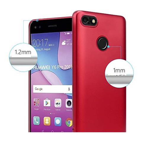 Custodia Compatibile Con Huawei Y6 Pro 2017 In Rosso Metallico - Coperchio Protettivo In Silicone Tpu Flessibile - Foto 2