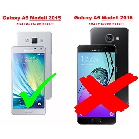Custodia Compatibile Con Samsung Galaxy A5 2015 In Oro Rosato Nero - Coperchio Protettiva Con Chiusura Magnetica, Funzione Stand E Tasca Per Le Carte - Foto 2
