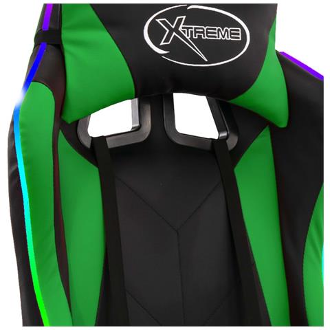 Sedia Da Gaming Con Luci A Led Rgb Verde E Nera In Similpelle - Foto 2