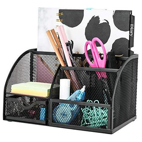Desk Organizer Desk Tidy Mesh Titolare Penna Multifunzionale Organizzatore Ex348 - Nero - Foto 1