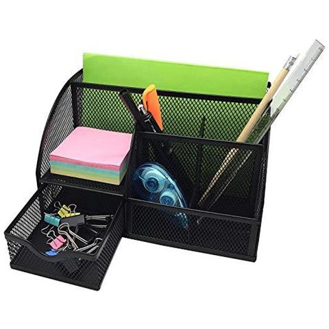 Desk Organizer Desk Tidy Mesh Titolare Penna Multifunzionale Organizzatore Ex348 - Nero - Foto 4