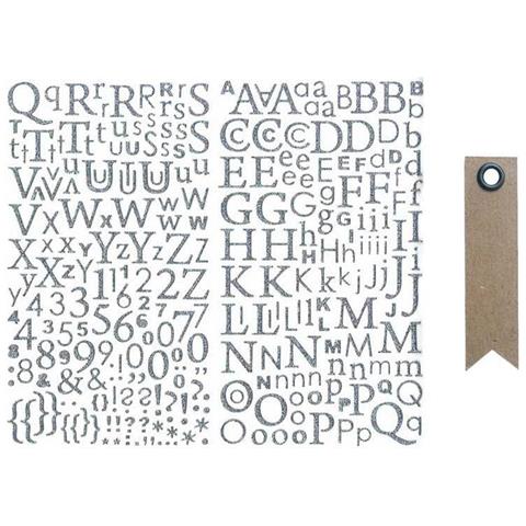 Alfabete Adesivo Paillette Argento + 20 Etichette Kraft Con Gagliardetto - Foto 1