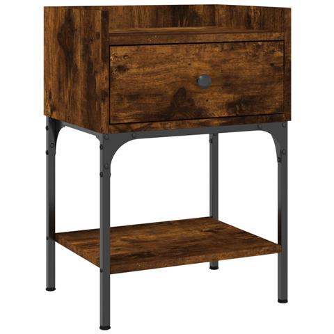 Comodino Rovere Fumo 40,5x31x60 Cm In Legno Multistrato - Foto 1