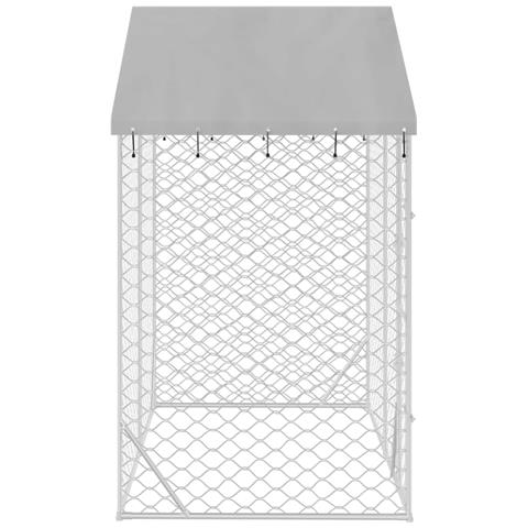 Cuccia Cani Da Esterno Tetto Argento 3x1,5x2,5m Acciaio Zincato - Foto 4