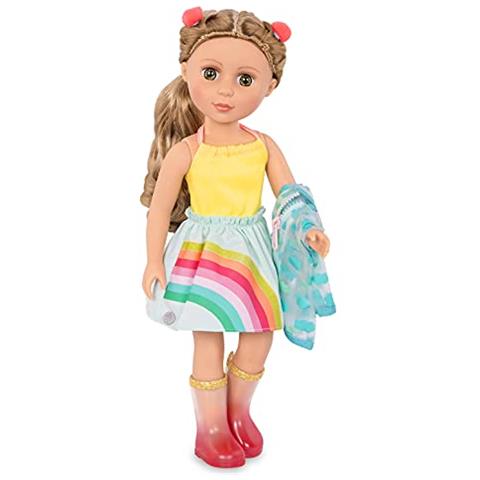 Ragazze Glitterate - Vestiti Per Bambole Da 14 Pollici - Completo Smile Rain Or Shine - Vestito Arcobaleno, Fermagli Per Capelli, Impermeabile E Stivali Da Pioggia - Giocattoli E Accessori Per Bambini Dai 3 Anni In Su - Foto 3