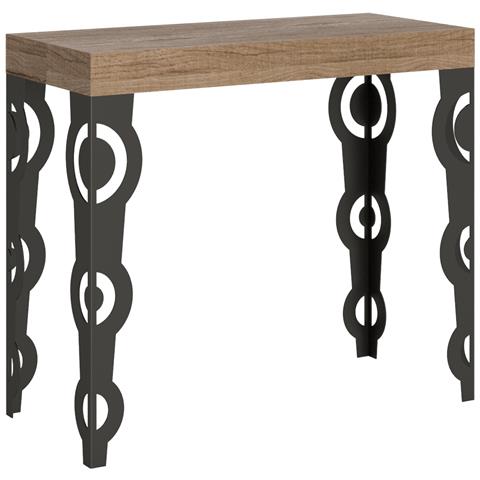 Consolle Allungabile 90x40/300 Cm Karamay Telaio Antracite - Quercia Natura - Foto 6