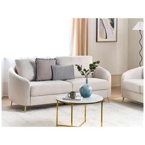 Divano 3 Posti Trosa Tessuto Beige - Foto 1