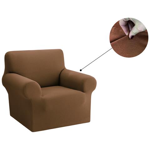 Copridivano Copriseduta Sofà Elasticizzato Tinta Unita Smile Tessuto Millerighe Poltrona Marrone - Foto 1