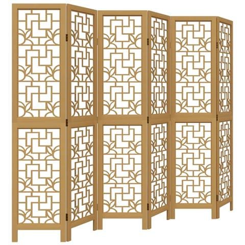 Divisorio Ambienti 6 Pannelli Marrone Legno Massello Paulownia - Foto 2