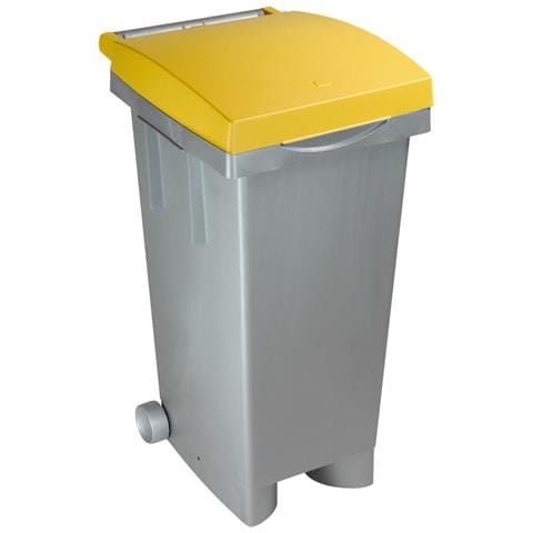 Bidone Con Ruote Per Raccolta Differenziata 80 Lt Tata Ics - Yellow - Foto 1