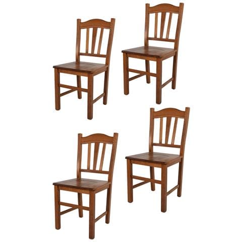 Set 4 Sedie Modello Silvana Per Cucina Bar E Sala Da Pranzo, Robusta Struttura In Legno Di Faggio Color Noce Chiaro E Seduta In Legno - Foto 1
