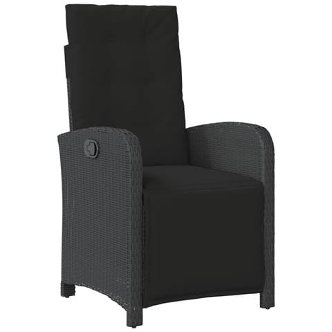 Set da Pranzo da Giardino 5 pz Nero con Cuscini in Polyrattan - Foto 2