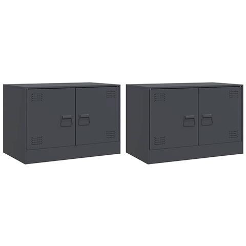 Mobili Tv 2 Pz Antracite 67x39x44 Cm In Acciaio - Foto 1