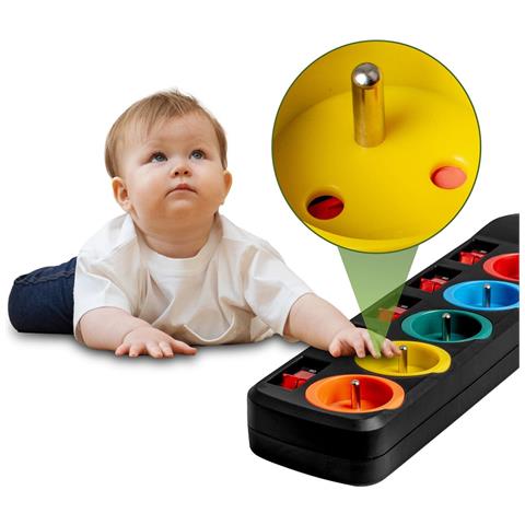 Cavo Di Prolunga 2m 5gn+0 10a Nero / Prese Colorate Va0259 - Foto 2