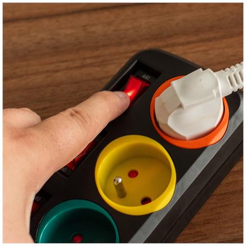 Cavo Di Prolunga 2m 5gn+0 10a Nero / Prese Colorate Va0259 - Foto 8