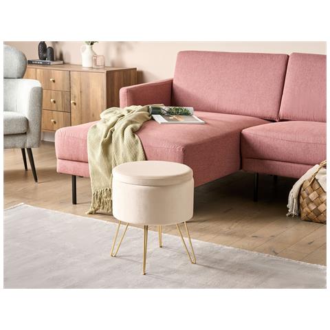 Pouf Contenitore Silas Velluto Beige Chiaro - Foto 1