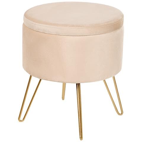 Pouf Contenitore Silas Velluto Beige Chiaro - Foto 2