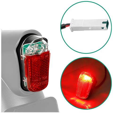 Fanale Posteriore Led Per Ninebot G30 Illuminazione Potente, Nero / Rosso - Foto 4