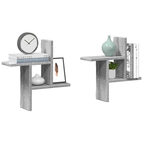 Mensole A Parete 2pz Grigio Sonoma 38x12x38 Cm In Truciolato - Foto 1